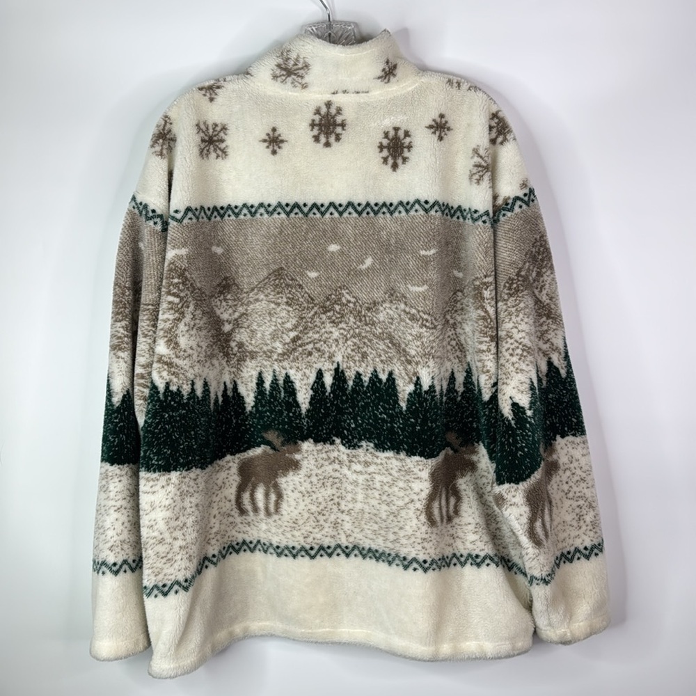 Vintage Black Mountain Outdoor Moose Mountains Full Zip Fuzzy Jacket Size Large - Picture 4 of 8